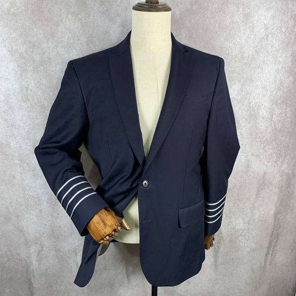 Brooks Brothers Netjets Blazer Jacket Men 41R Pilot Fly Navy Preppy